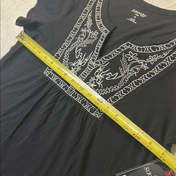 St. John's Bay Black Blouse with White Embroidery Top. NWT. PM - Picture 6 of 8